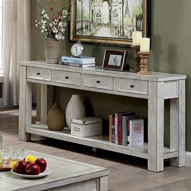 Meadow Antique White Sofa Table - U&U Home Budget Furniture (Carteret, NJ)