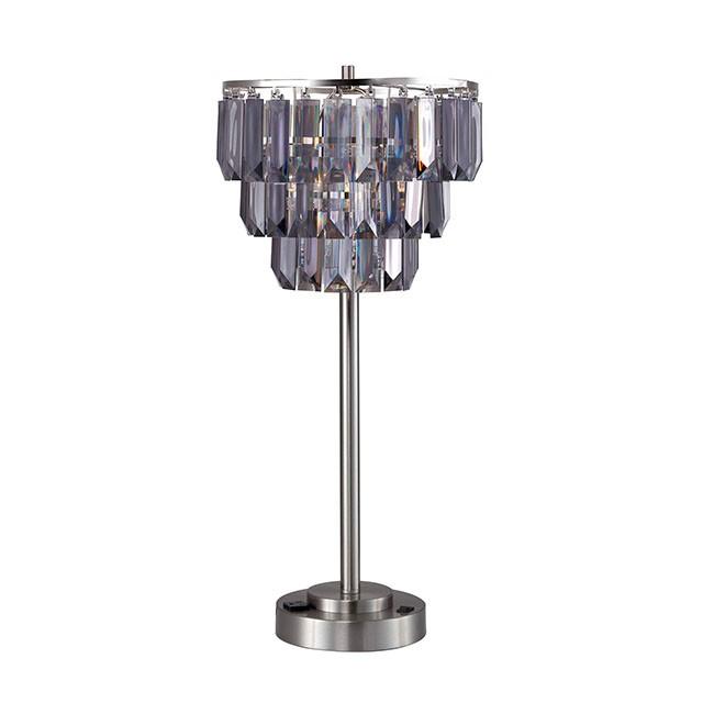 Meg Black/Chrome Table Lamp - U&U Home Budget Furniture (Carteret, NJ)