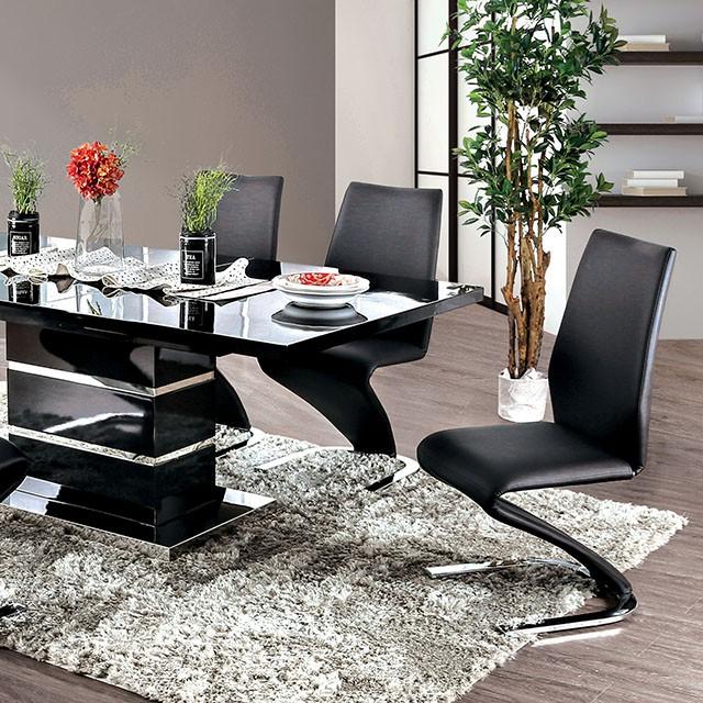 Midvale Black/Chrome Dining Table - U&U Home Budget Furniture (Carteret, NJ)