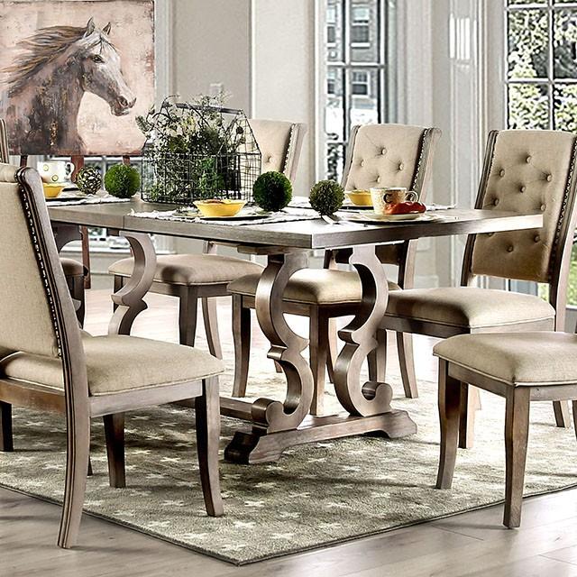 Patience Rustic Natural Tone Dining Table - U&U Home Budget Furniture (Carteret, NJ)