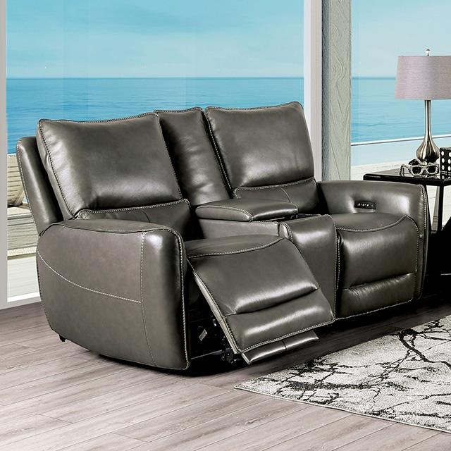 PHINEAS Power Loveseat, Gray - U&U Home Budget Furniture (Carteret, NJ)