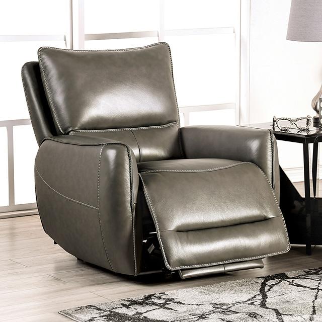PHINEAS Power Recliner, Gray - U&U Home Budget Furniture (Carteret, NJ)