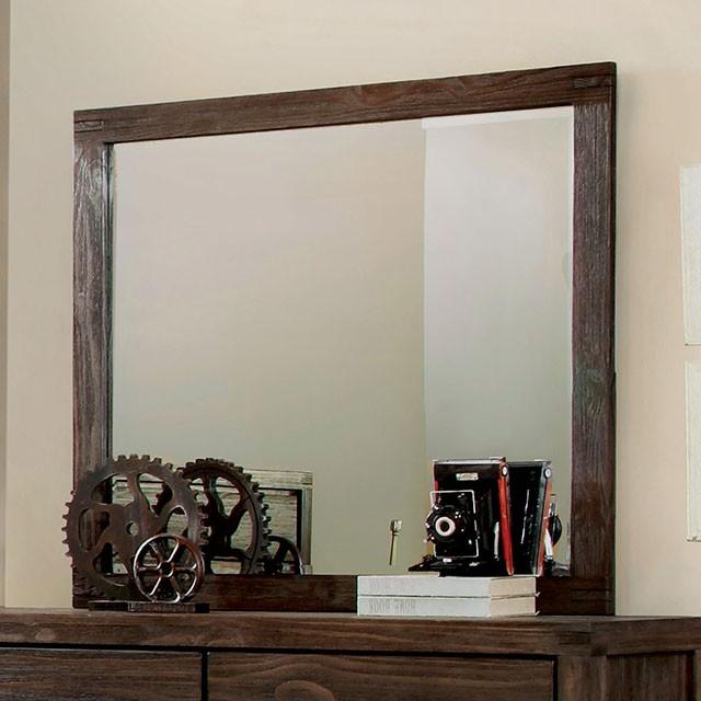 Rexburg Wire-Brushed Rustic Brown Mirror - U&U Home Budget Furniture (Carteret, NJ)