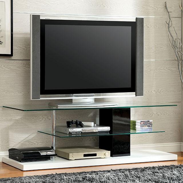 Neapoli Black/White 63" TV Console - U&U Home Budget Furniture (Carteret, NJ)