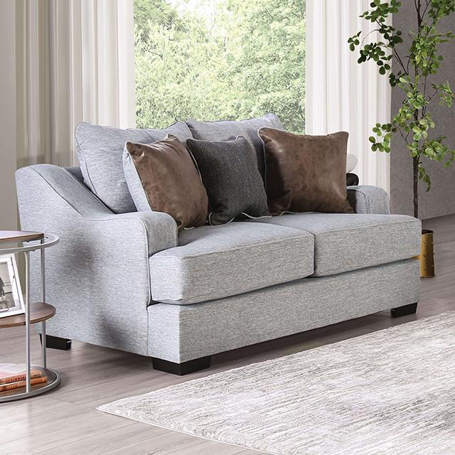 SKYLINE Loveseat, Light Gray/Brown - U&U Home Budget Furniture (Carteret, NJ)