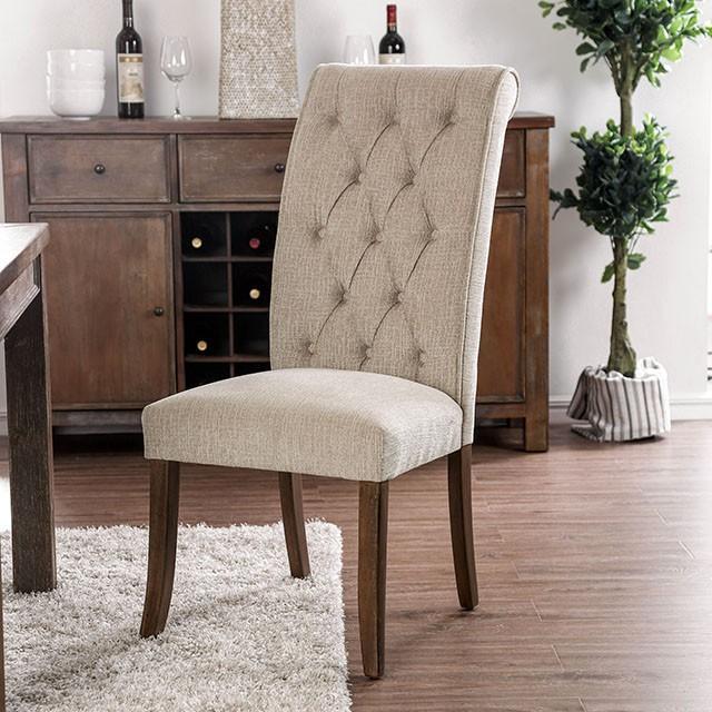 Marshall Beige/Rustic Oak Side Chair (2/CTN) - U&U Home Budget Furniture (Carteret, NJ)