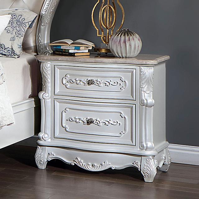 ROSALIND Night Stand, Pearl White - U&U Home Budget Furniture (Carteret, NJ)