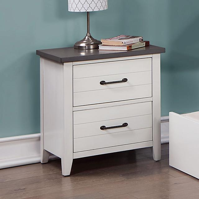 PRIAM Night Stand, White/Gray - U&U Home Budget Furniture (Carteret, NJ)