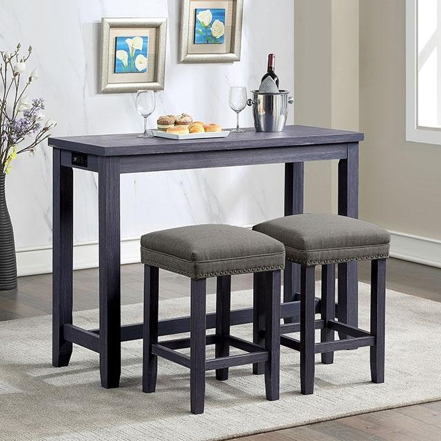 Caerleon 3 & 4 Piece Counter Ht. Set Gray & Blue - U&U Home Budget Furniture (Carteret, NJ)