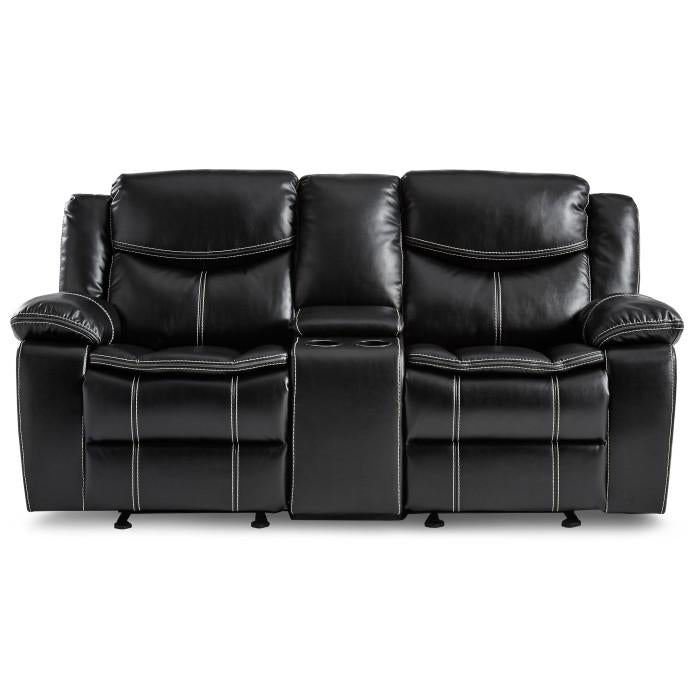 Bastrop Double Glider Reclining Loveseat in Black 8230BLK-2 - U&U Home Budget Furniture (Carteret, NJ)