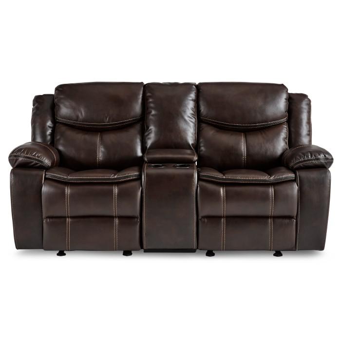 Bastrop Double Glider Reclining Loveseat in Brown 8230BRW-2 - U&U Home Budget Furniture (Carteret, NJ)