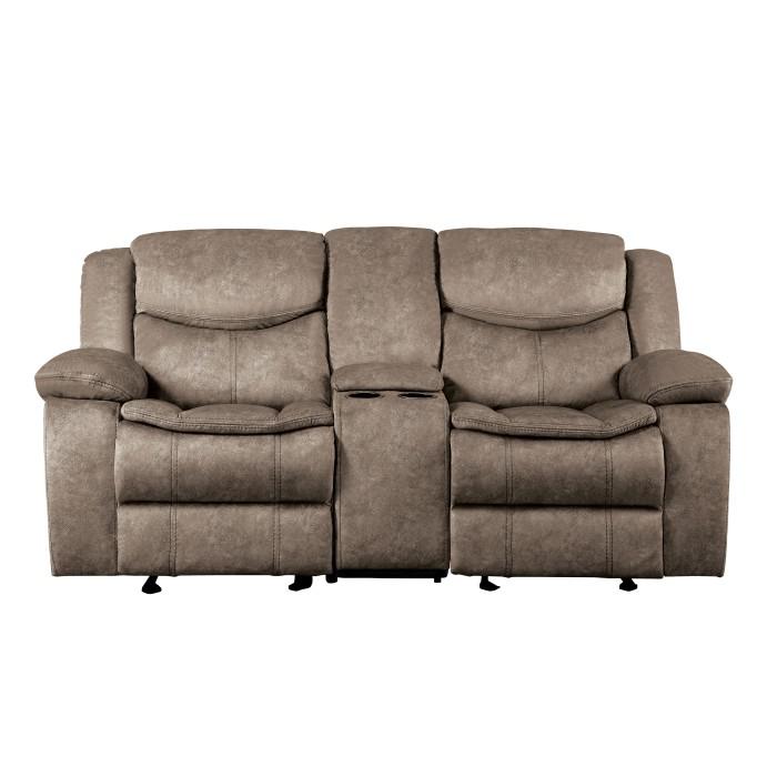 Bastrop Double Glider Reclining Loveseat in Brown 8230FBR-2 - U&U Home Budget Furniture (Carteret, NJ)