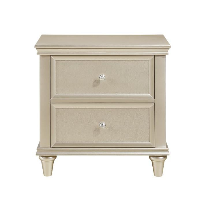 Celandine 2 Drawer Nightstand in Silver 1928-4 - U&U Home Budget Furniture (Carteret, NJ)