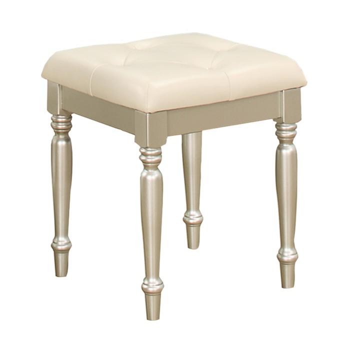 Celandine Vanity Stool in Pearl/Silver 1928-14 - U&U Home Budget Furniture (Carteret, NJ)