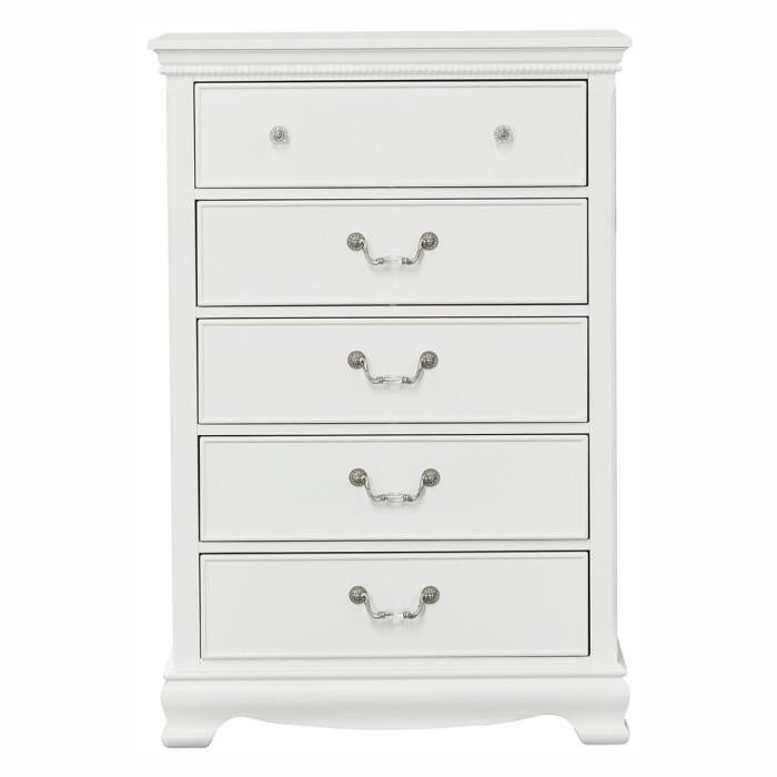 Lucida 5 Drawer Chest in White 2039W-9 - U&U Home Budget Furniture (Carteret, NJ)
