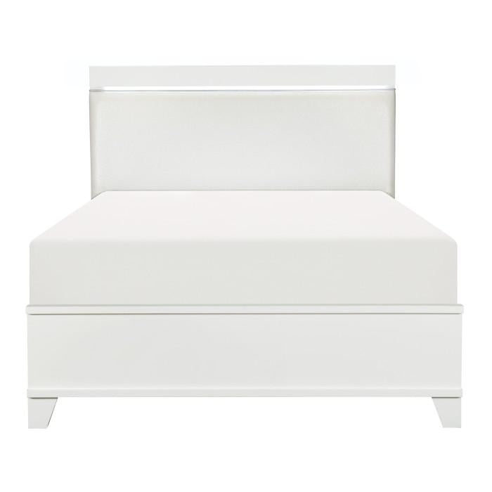 Kerren Queen Platform Bed in White 1678W-1* - U&U Home Budget Furniture (Carteret, NJ)