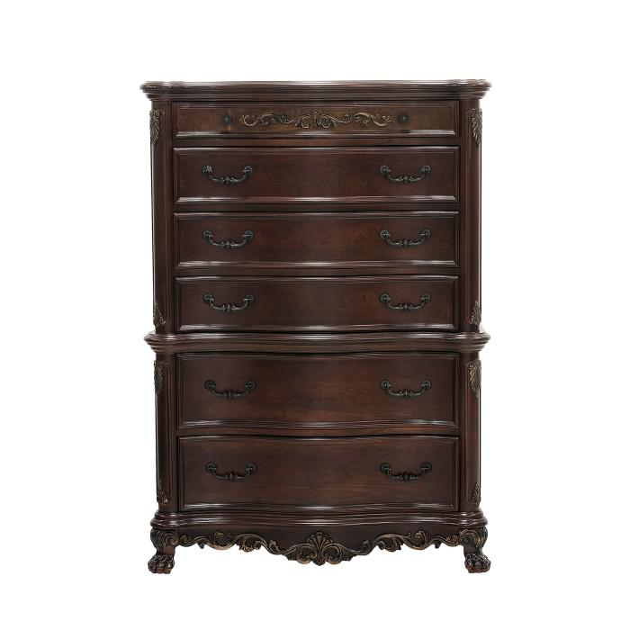 Deryn Park 6 Drawer Chest in Cherry 2243-9 - U&U Home Budget Furniture (Carteret, NJ)