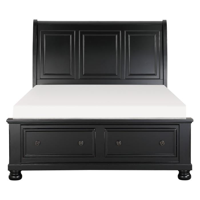 Laurelin Queen Sleigh Platform Storage Bed in Black 1714BK-1 - U&U Home Budget Furniture (Carteret, NJ)
