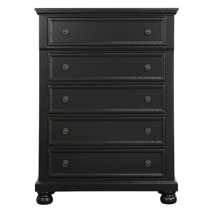 Laurelin 5 Drawer Chest in Black 1714BK-9 - U&U Home Budget Furniture (Carteret, NJ)