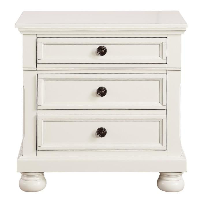 Laurelin 3 Drawer Nightstand in White 1714W-4 - U&U Home Budget Furniture (Carteret, NJ)