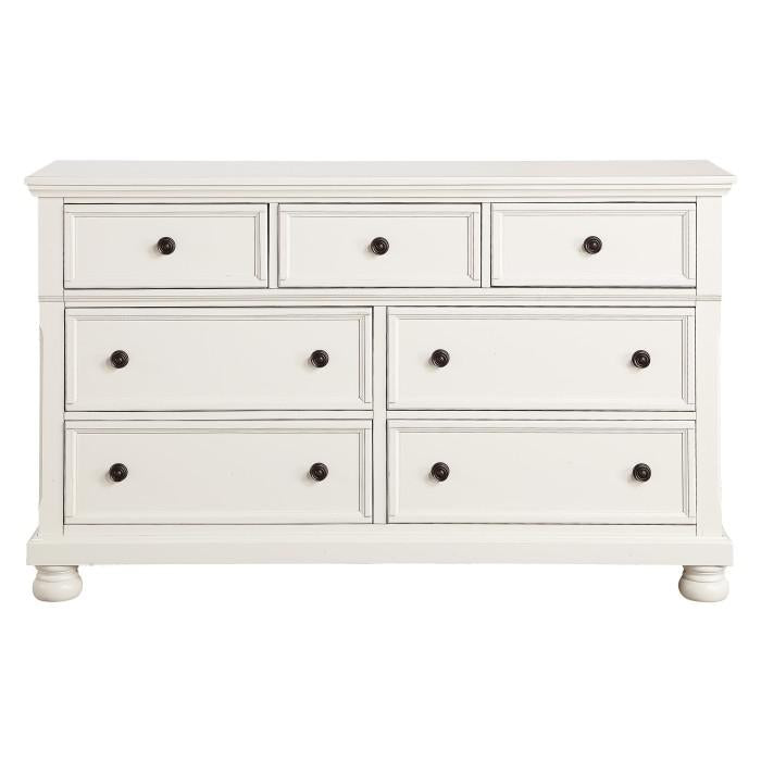 Laurelin 7 Drawer Dresser in White 1714W-5 - U&U Home Budget Furniture (Carteret, NJ)