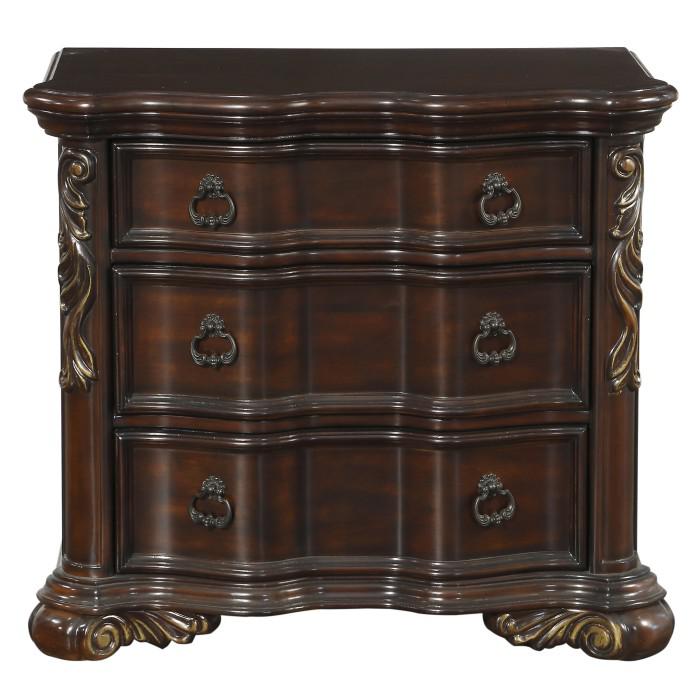 Royal Highlands 3 Drawer Nightstand in Rich Cherry 1603-4 - U&U Home Budget Furniture (Carteret, NJ)
