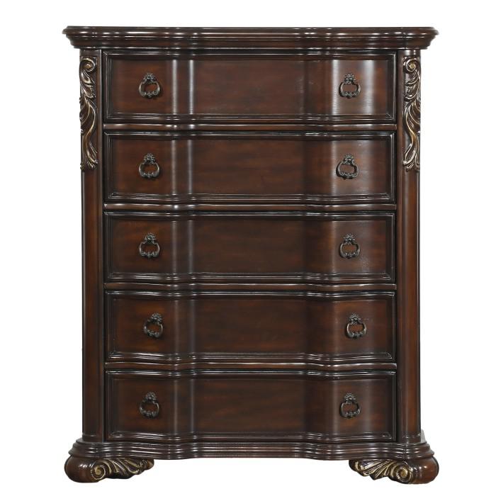 Royal Highlands 5 Drawer Chest in Rich Cherry 1603-9 - U&U Home Budget Furniture (Carteret, NJ)