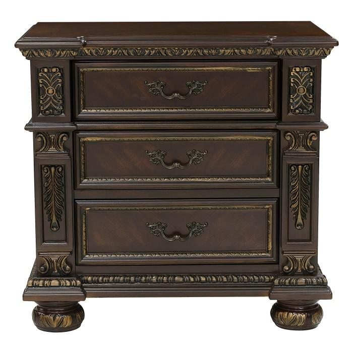 Catalonia 3 Drawer Nightstand in Cherry 1824-4 - U&U Home Budget Furniture (Carteret, NJ)