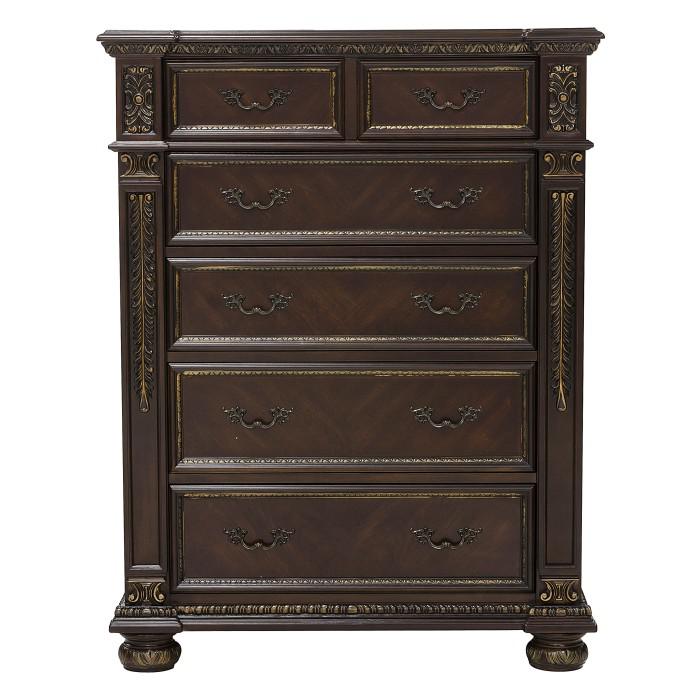 Catalonia 5 Drawer Chest in Cherry 1824-9 - U&U Home Budget Furniture (Carteret, NJ)