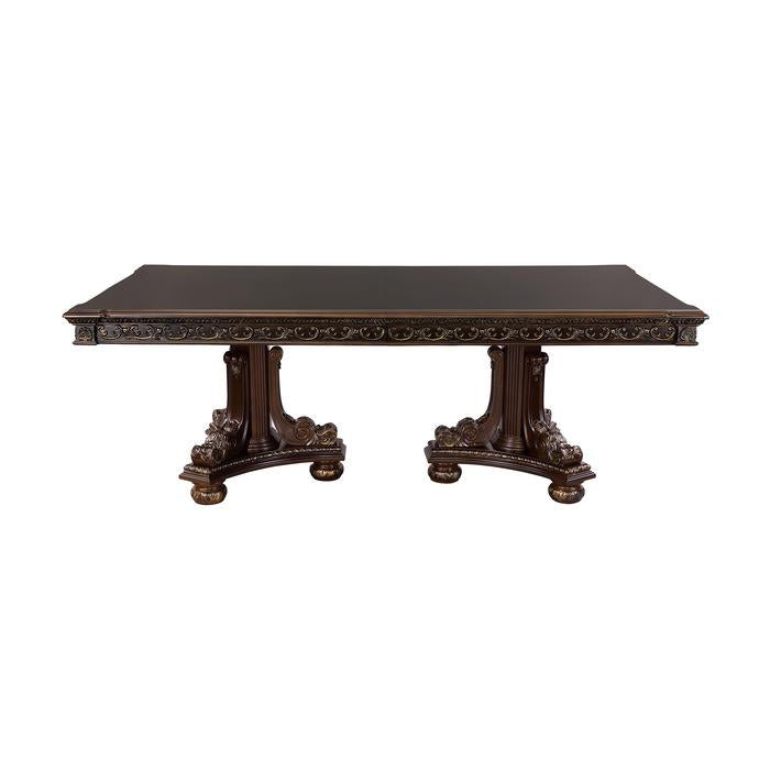 Catalonia Rectangular Pedestal Dining Table in Cherry 1824-112 - U&U Home Budget Furniture (Carteret, NJ)