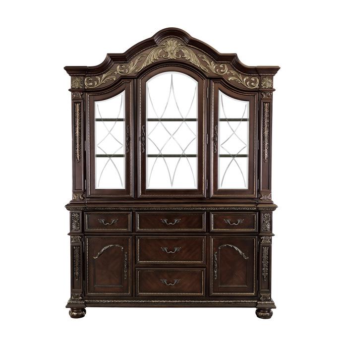 Catalonia Buffet with Hutch in Cherry 1824-50-55 - U&U Home Budget Furniture (Carteret, NJ)