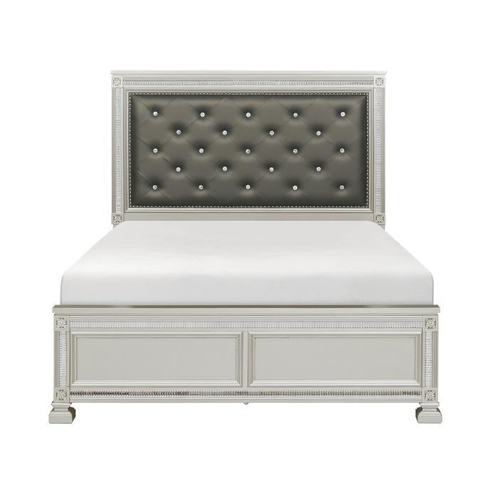 Bevelle Queen Upholstered Panel Bed in Silver 1958-1 - U&U Home Budget Furniture (Carteret, NJ)