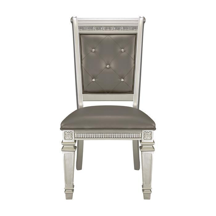 Bevelle Side Chair in Silver (Set of 2) - U&U Home Budget Furniture (Carteret, NJ)