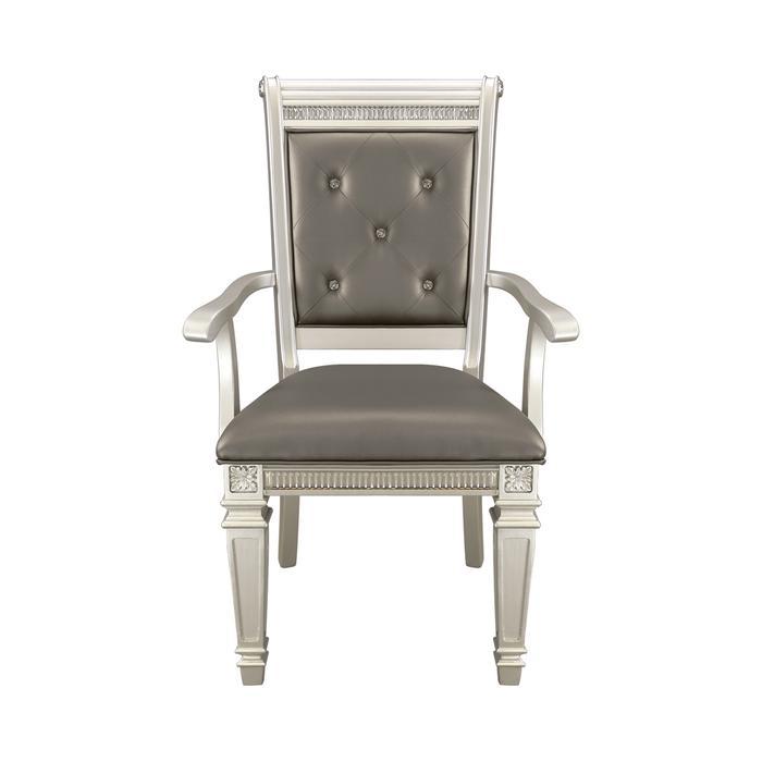 Bevelle Arm Chair in Silver (Set of 2) - U&U Home Budget Furniture (Carteret, NJ)