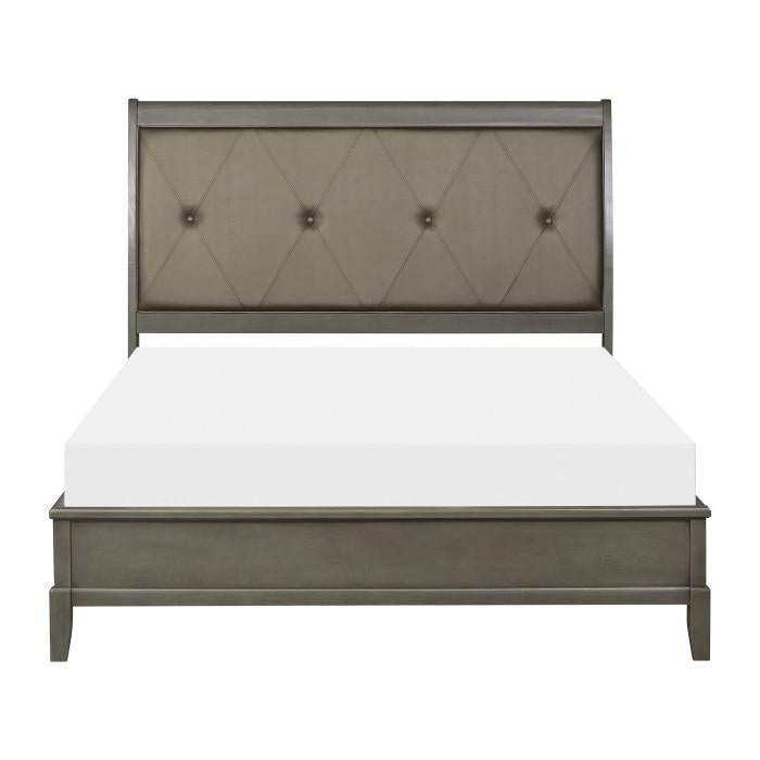 Cotterill Queen Upholstered Sleigh Bed in Gray 1730GY-1 - U&U Home Budget Furniture (Carteret, NJ)
