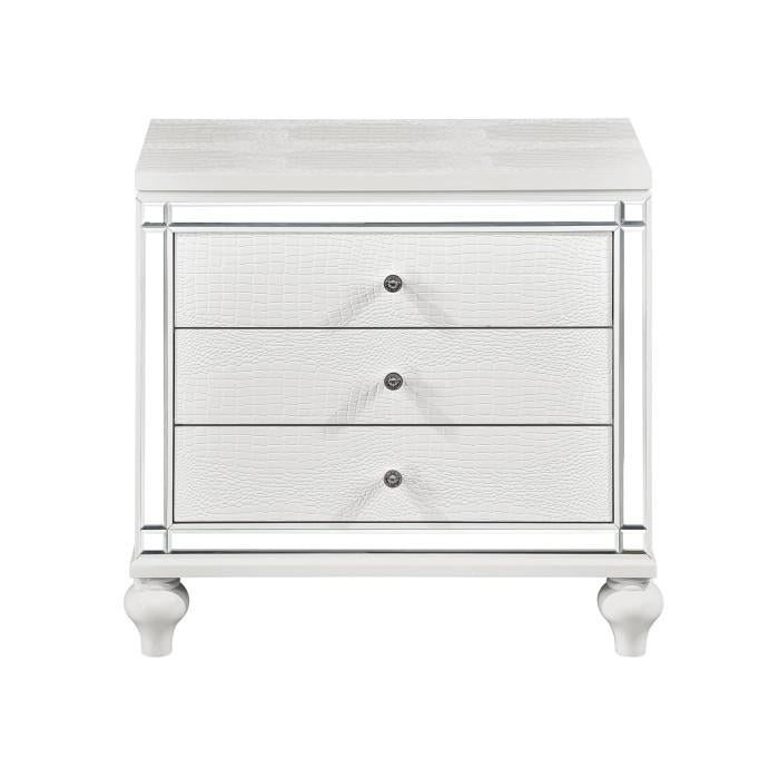 Alonza 3 Drawer Nightstand in White 1845-4 - U&U Home Budget Furniture (Carteret, NJ)