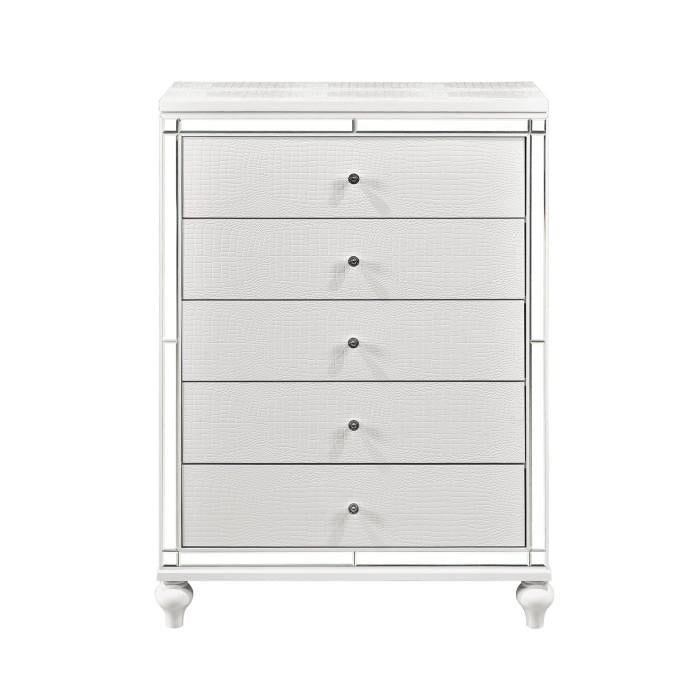 Alonza 5 Drawer Chest in White 1845-9 - U&U Home Budget Furniture (Carteret, NJ)