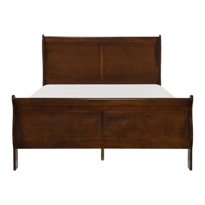 Mayville Queen Sleigh Bed in Brown Cherry - U&U Home Budget Furniture (Carteret, NJ)