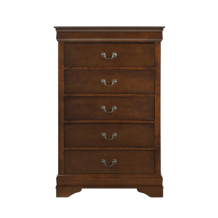 Mayville 5 Drawer Chest in Brown Cherry 2147-9 - U&U Home Budget Furniture (Carteret, NJ)
