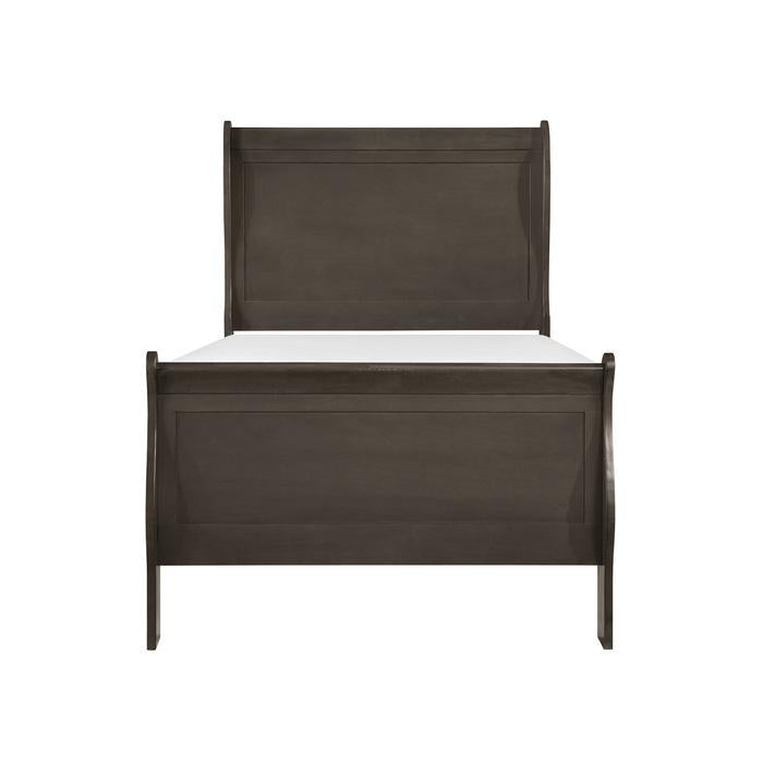 Mayville Twin Sleigh Bed in Gray - U&U Home Budget Furniture (Carteret, NJ)