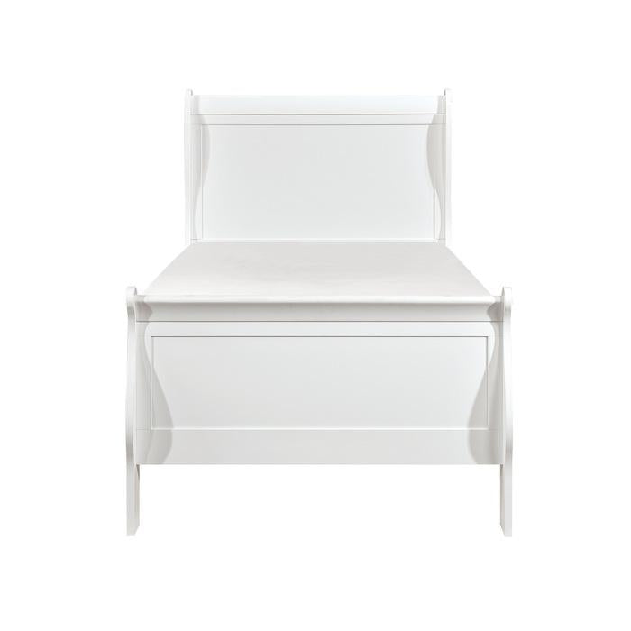Mayville Twin Sleigh Bed in White - U&U Home Budget Furniture (Carteret, NJ)