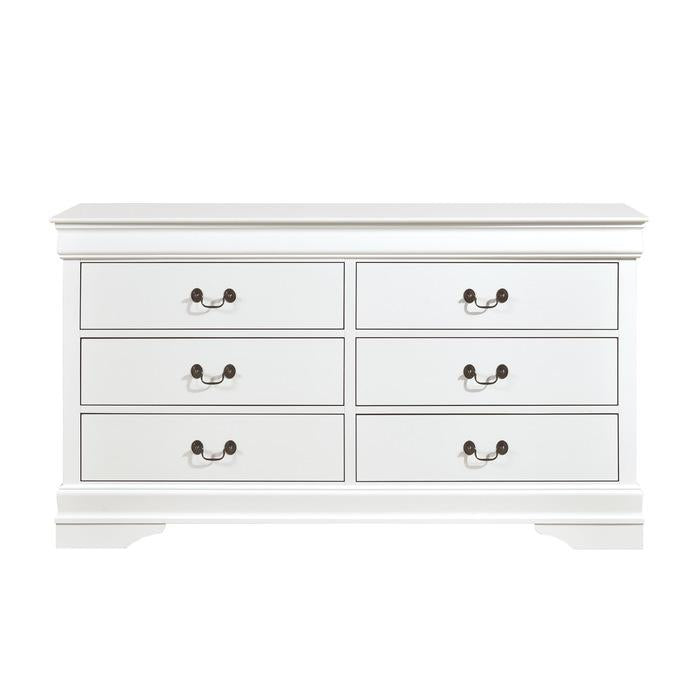 Mayville 6 Drawer Dresser in White 2147W-5 - U&U Home Budget Furniture (Carteret, NJ)