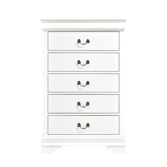 Mayville 5 Drawer Chest in White 2147W-9 - U&U Home Budget Furniture (Carteret, NJ)