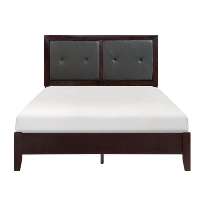 Edina Queen Panel Bed in Espresso-Hinted Cherry - U&U Home Budget Furniture (Carteret, NJ)