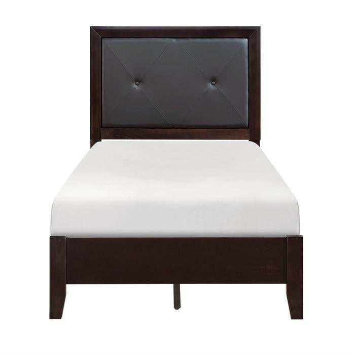 Edina Twin Panel Bed in Espresso-Hinted Cherry 2145T-1 - U&U Home Budget Furniture (Carteret, NJ)