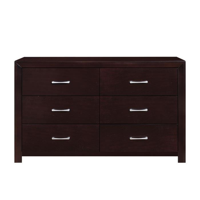 Edina 6 Drawer Dresser in Espresso-Hinted Cherry 2145-5 - U&U Home Budget Furniture (Carteret, NJ)