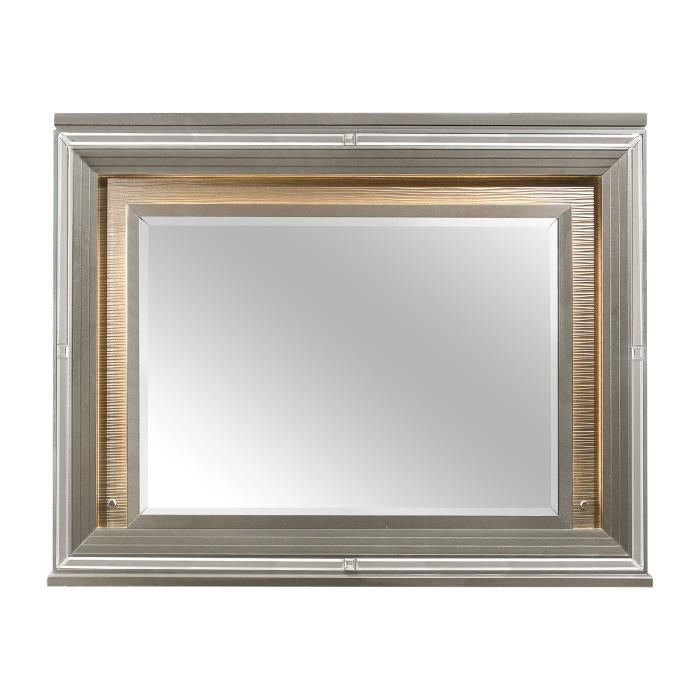 Tamsin Mirror in Silver Grey Metallic 1616-6 - U&U Home Budget Furniture (Carteret, NJ)