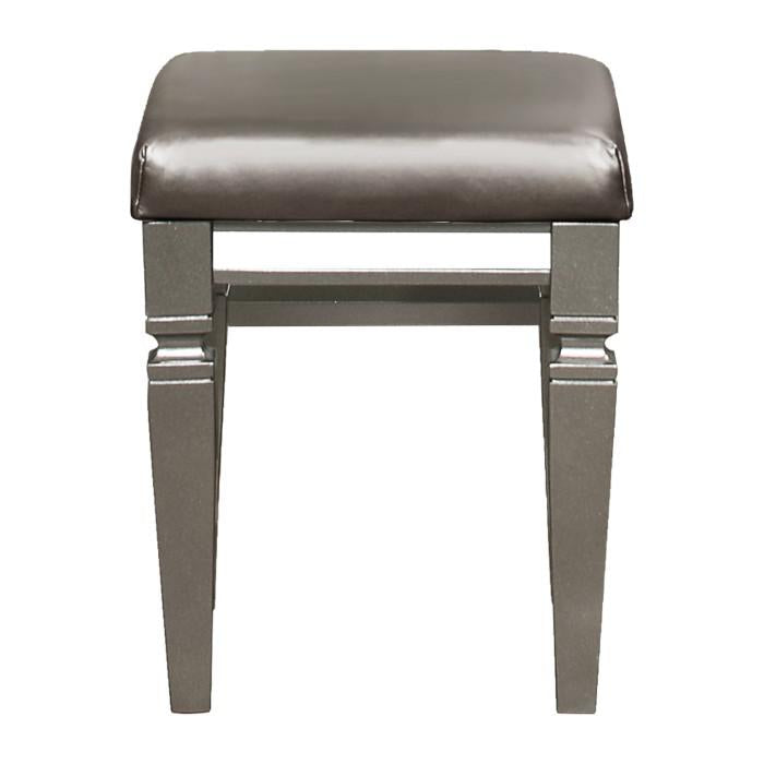 Tamsin Vanity Stool in Silver Grey Metallic 1616-14 - U&U Home Budget Furniture (Carteret, NJ)