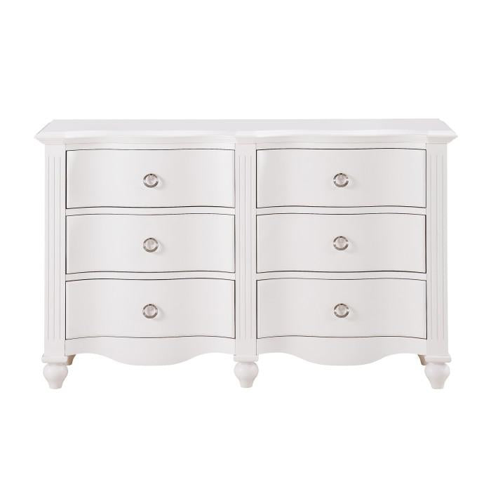 Meghan 6 Drawer Dresser in White 2058WH-5 - U&U Home Budget Furniture (Carteret, NJ)
