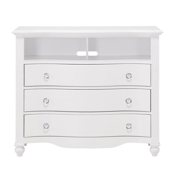 Meghan 3 Drawer Media Chest in White 2058WH-11 - U&U Home Budget Furniture (Carteret, NJ)